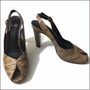 𝅺stuart Weitzman Snakeskin Slingback Heels